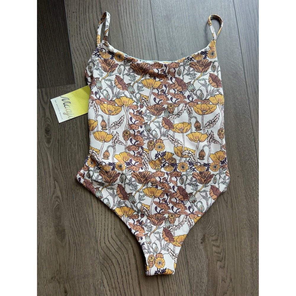 Maaji Reversible One Piece Swimsuit Floral Stripe Multi Color NWT M